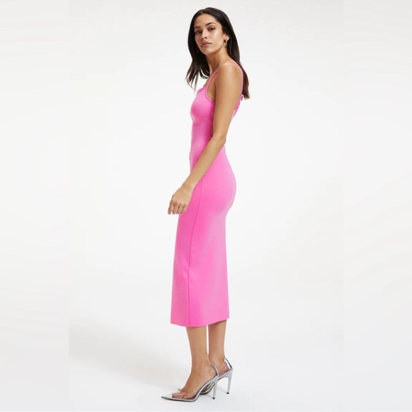 GOOD AMERICAN Sorority Pink Scuba Midi Dress Size 1 Small - Picture 2 of 3